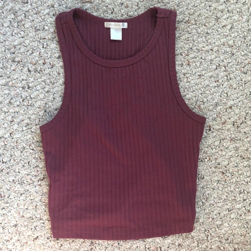 Bozzolo Ribbed Maroon Tank Top